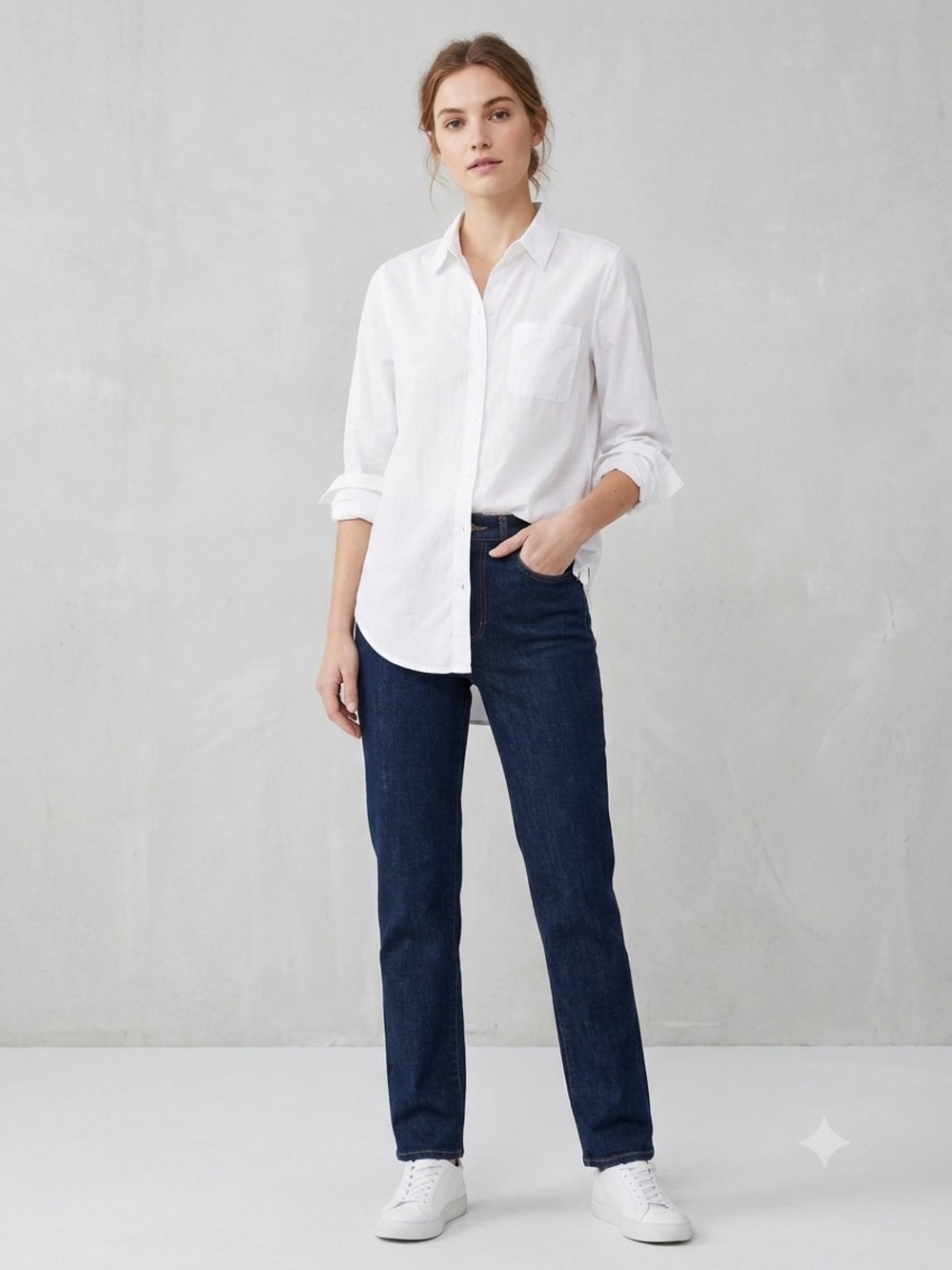 Lola River White Long-Sleeve Button-Down Shirt, Oversized Women’s Size Small